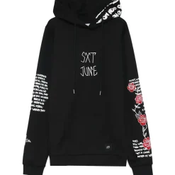 Sweat Capuche Imprime Tete De Mort Noir Blanc