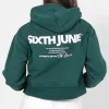 Sweat Capuche Logo Court Vert Fonce