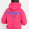 Sweat Capuche Logo Court Rose Fonce