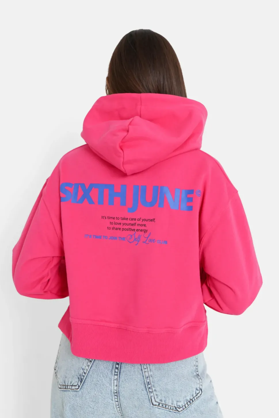 Sweat Capuche Logo Court Rose Fonce