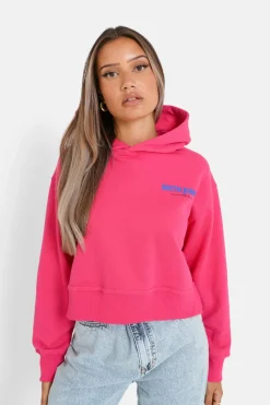 Sweat Capuche Logo Court Rose Fonce