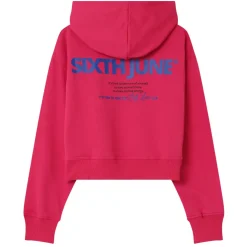 Sweat Capuche Logo Court Rose Fonce