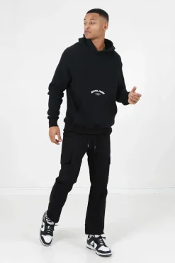 Sweat Capuche Logo Incurve Noir