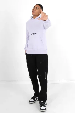 Sweat Capuche Logo Incurve Violet Clair