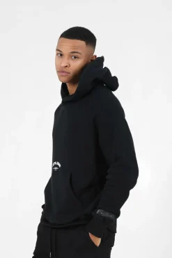 Sweat Capuche Logo Incurve Noir