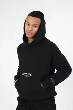 Sweat Capuche Logo Incurve Noir