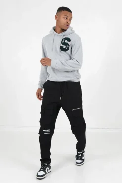 Sweat Capuche Logo Patch Universite Gris