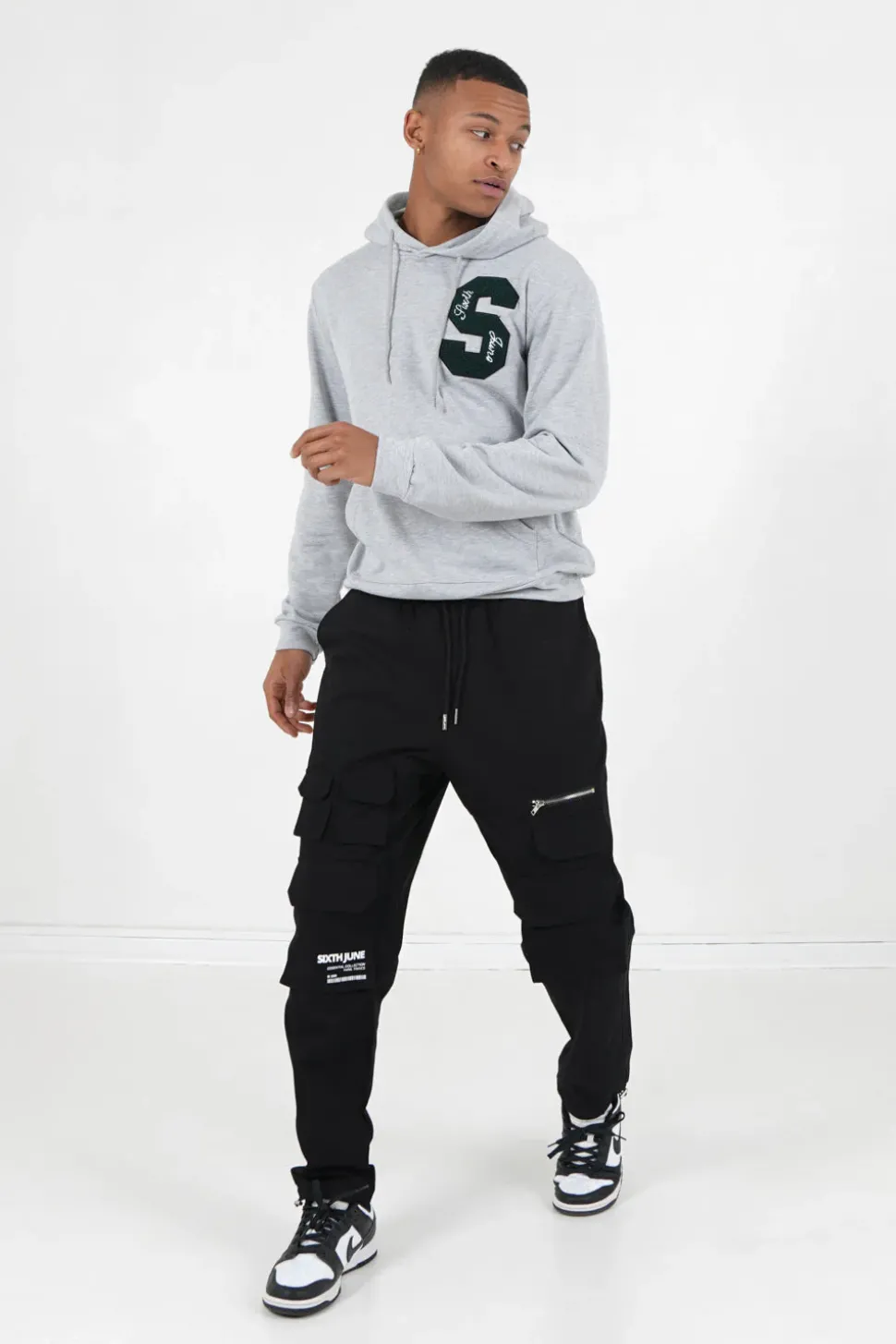 Sweat Capuche Logo Patch Universite Gris