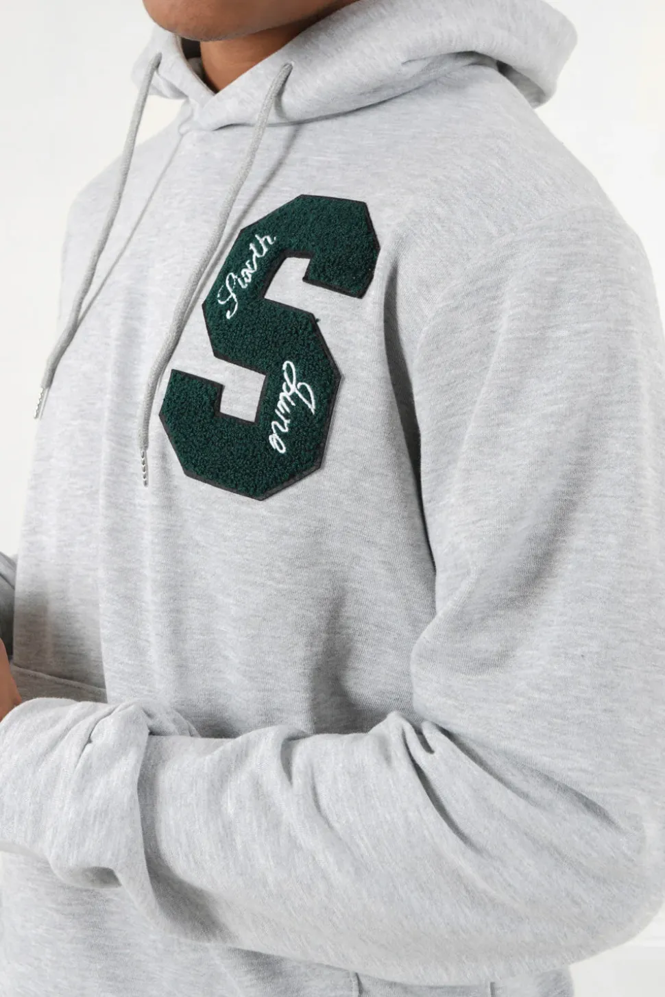 Sweat Capuche Logo Patch Universite Gris