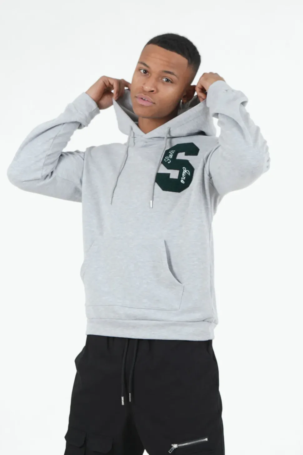 Sweat Capuche Logo Patch Universite Gris