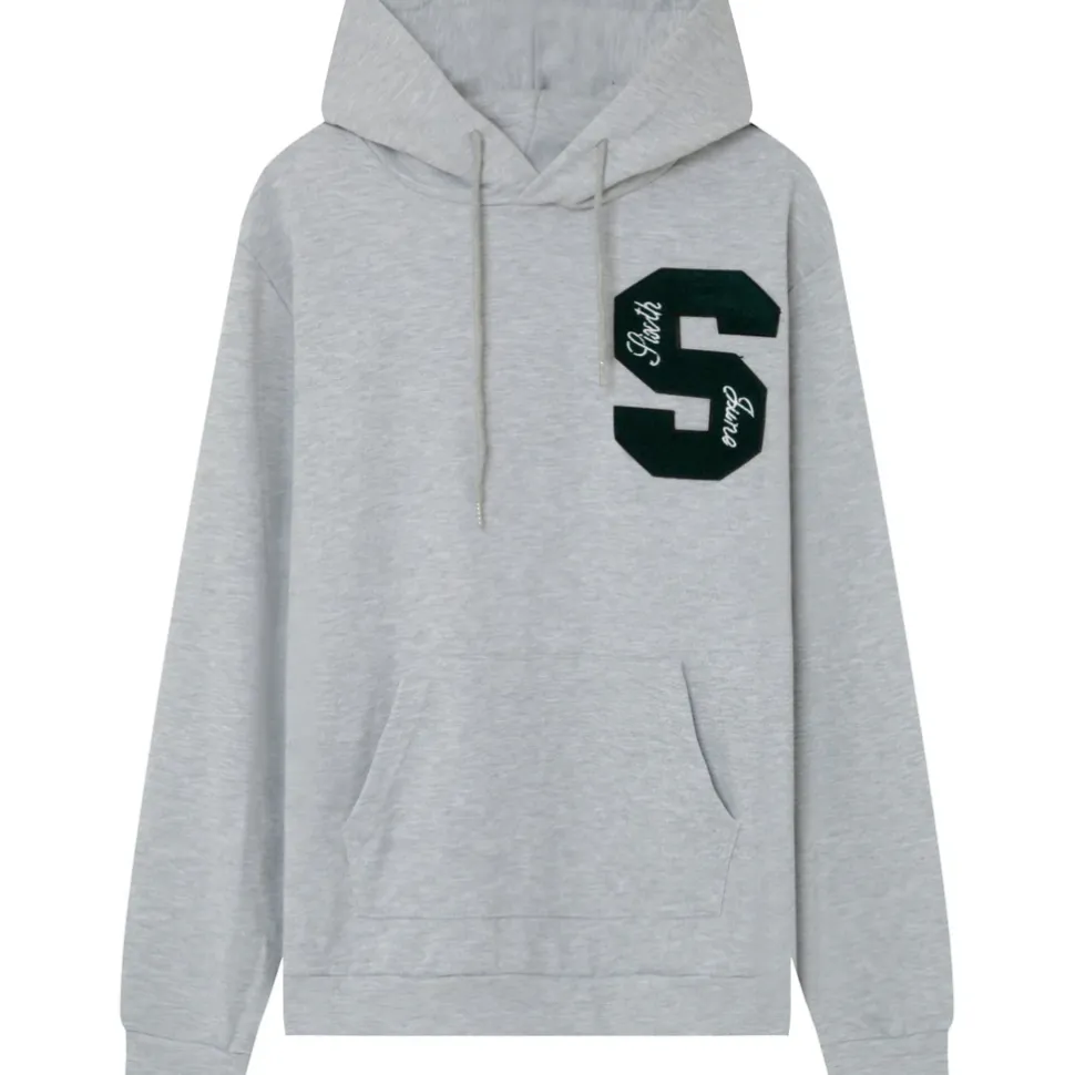 Sweat Capuche Logo Patch Universite Gris