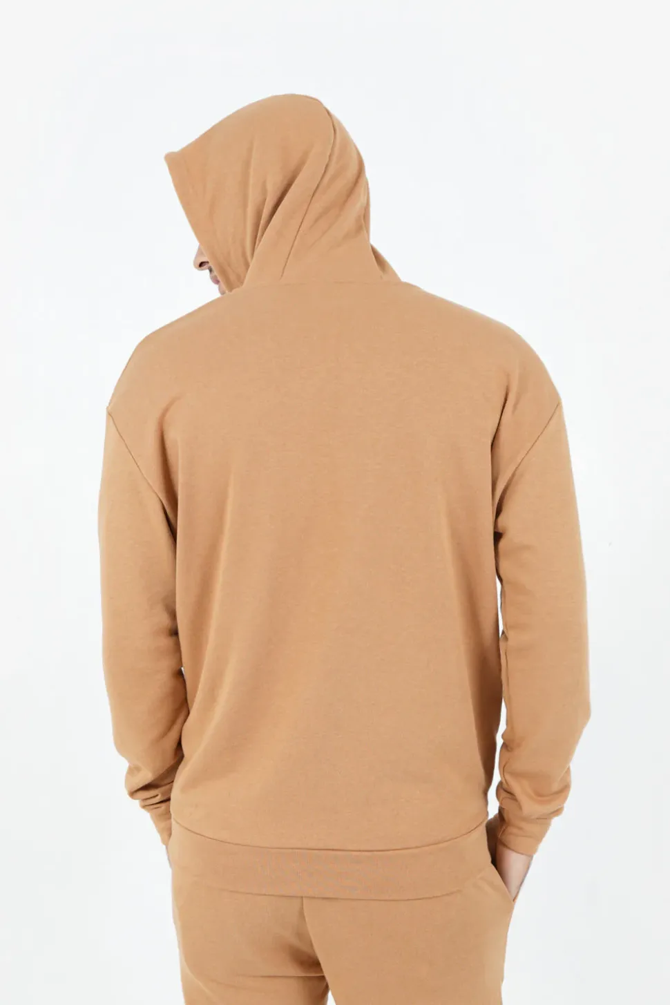 Sweat Capuche Logo Signature Marron Clair