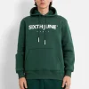 Sweat Capuche Molletonne Logo Vert Fonce
