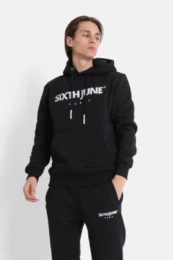 Sweat Capuche Molletonne Logo Noir