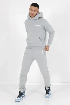 Sweat Capuche Molletonne Logo Gris