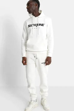 Sweat Capuche Molletonne Logo Blanc