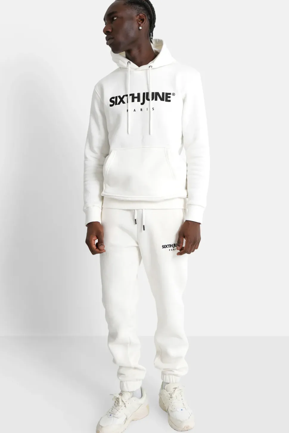 Sweat Capuche Molletonne Logo Blanc