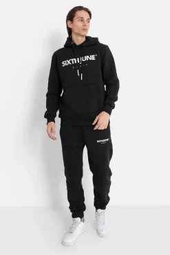 Sweat Capuche Molletonne Logo Noir