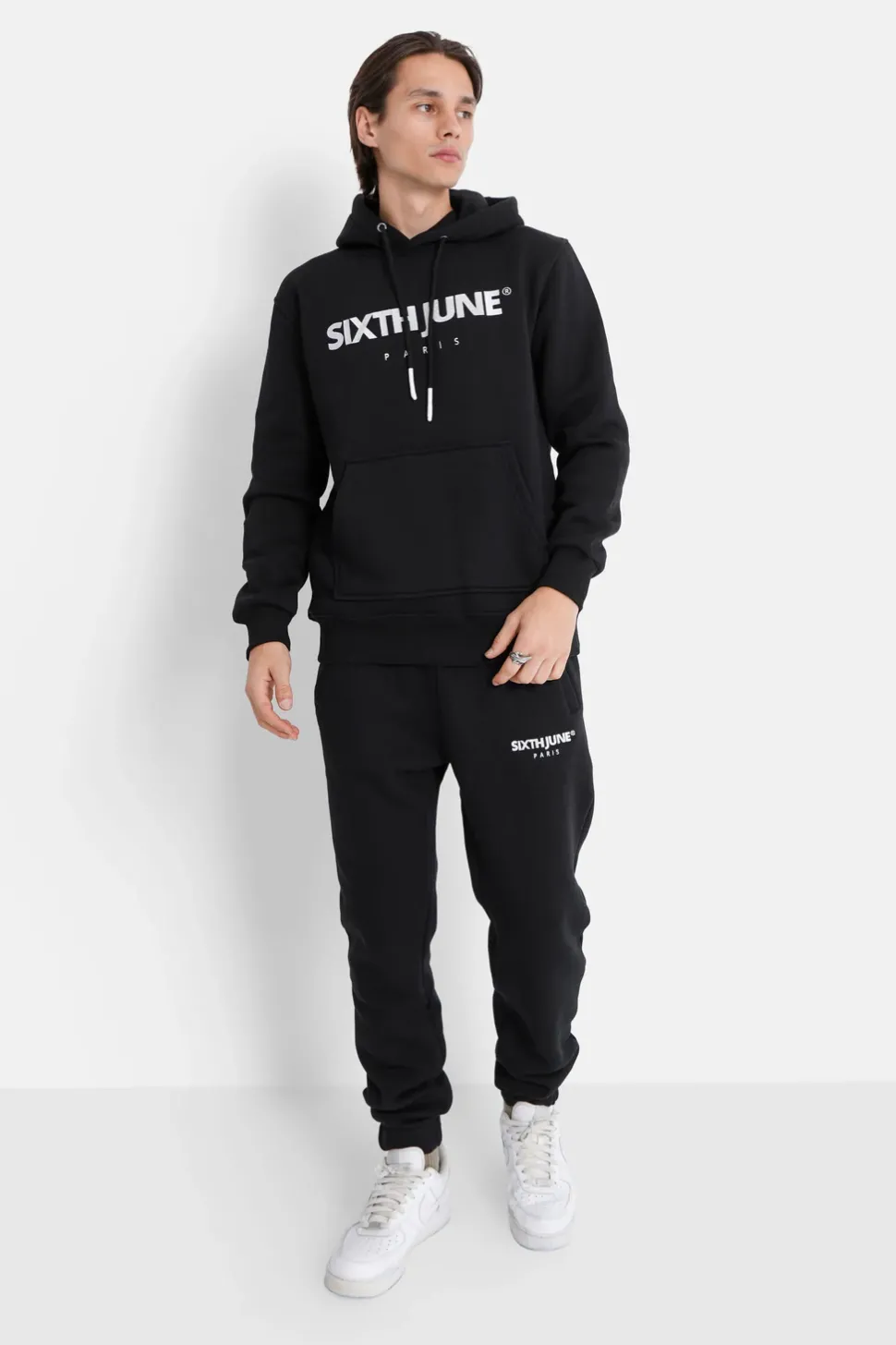 Sweat Capuche Molletonne Logo Noir