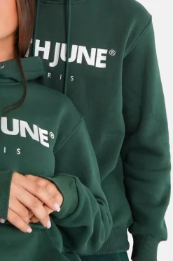 Sweat Capuche Molletonne Logo Vert Fonce