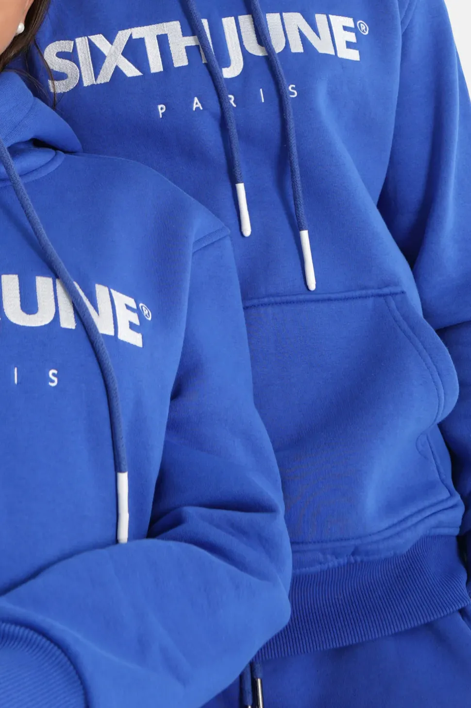 Sweat Capuche Molletonne Logo Bleu Fonce