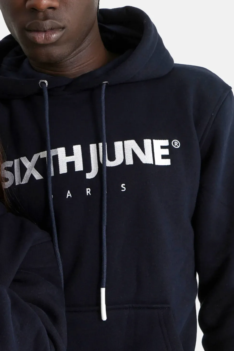 Sweat Capuche Molletonne Logo Bleu Fonce