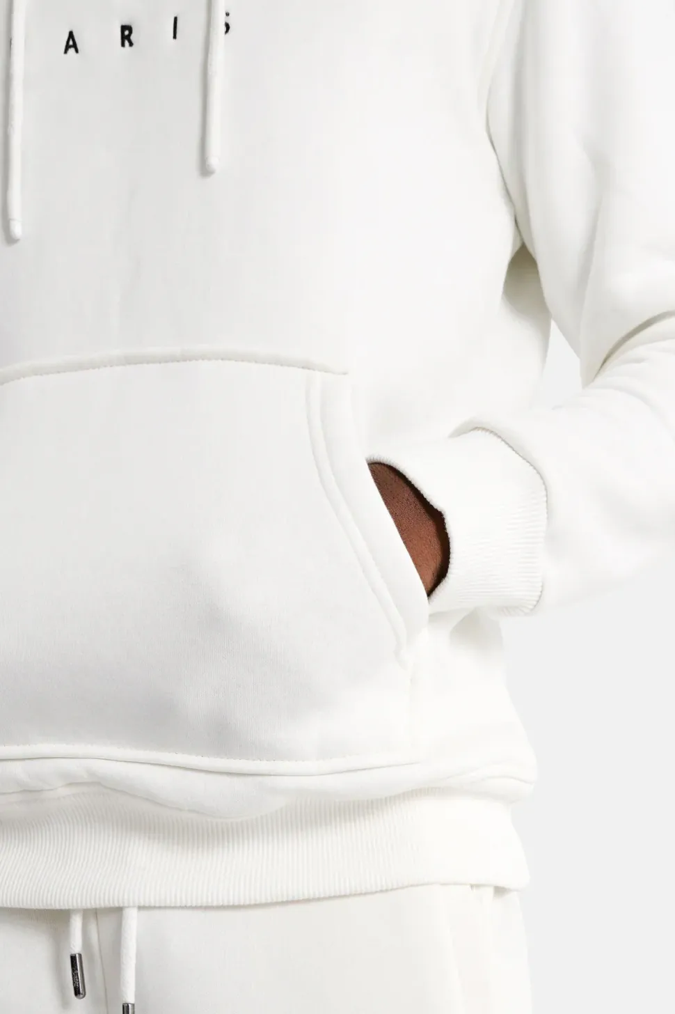Sweat Capuche Molletonne Logo Blanc