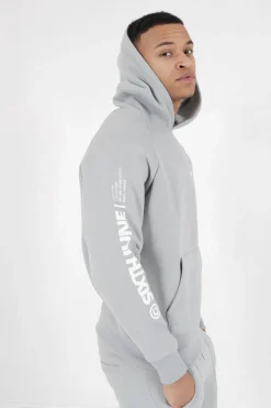 Sweat Capuche Molletonne Logo Gris
