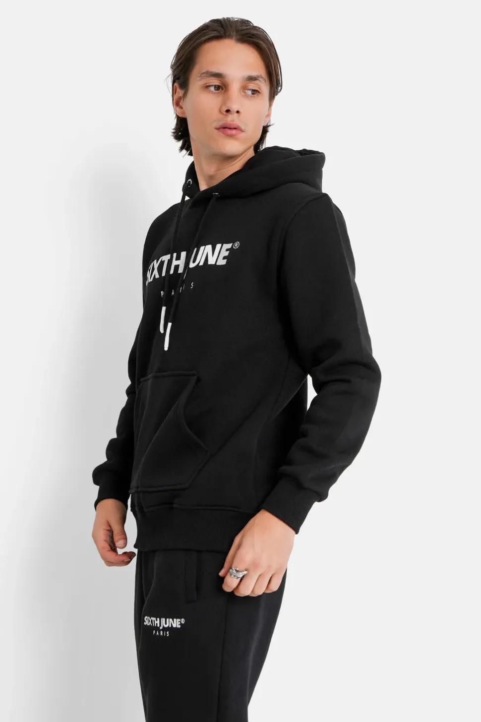 Sweat Capuche Molletonne Logo Noir