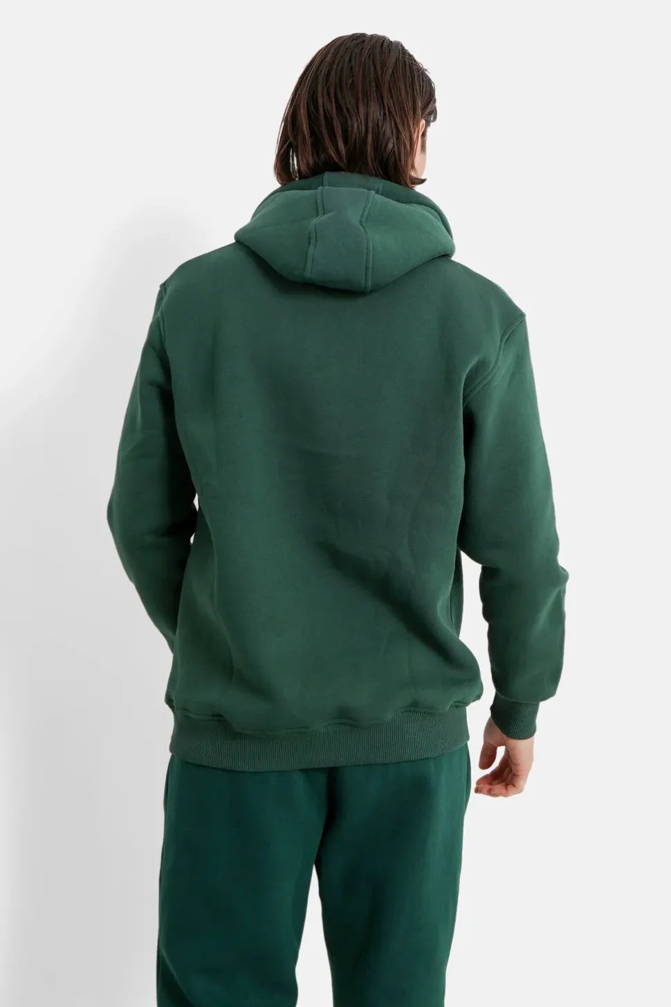 Sweat Capuche Molletonne Logo Vert Fonce