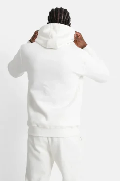 Sweat Capuche Molletonne Logo Blanc