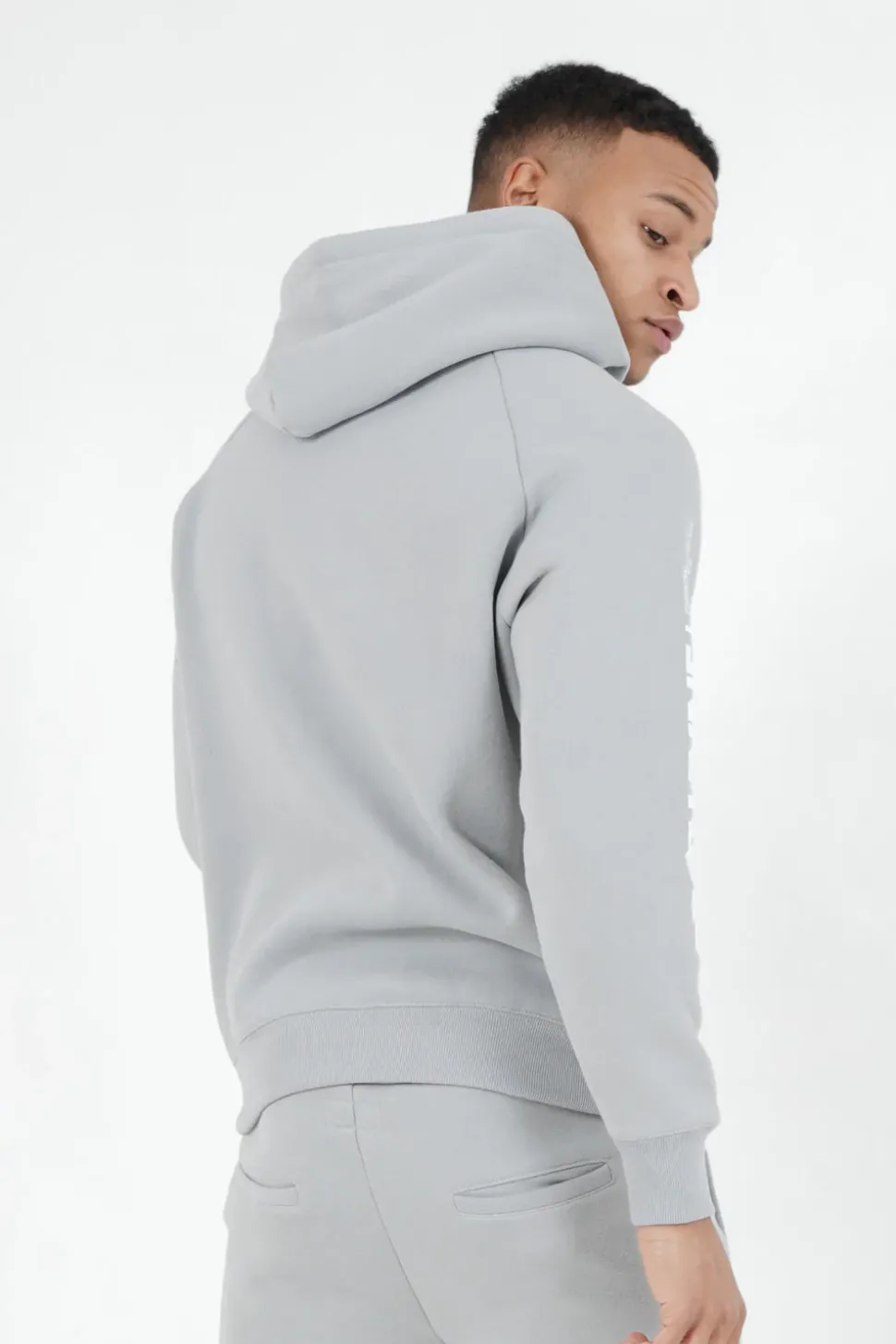 Sweat Capuche Molletonne Logo Gris