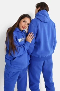 Sweat Capuche Molletonne Logo Bleu Fonce