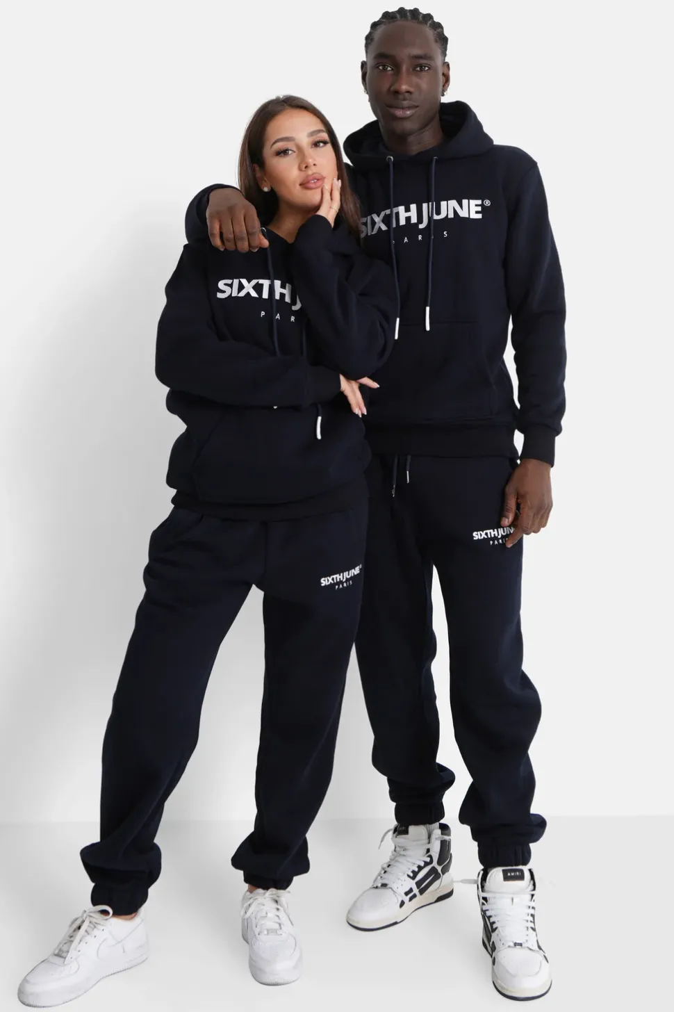 Sweat Capuche Molletonne Logo Bleu Fonce