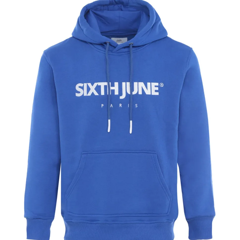 Sweat Capuche Molletonne Logo Bleu Fonce