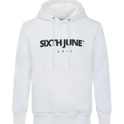 Sweat Capuche Molletonne Logo Blanc