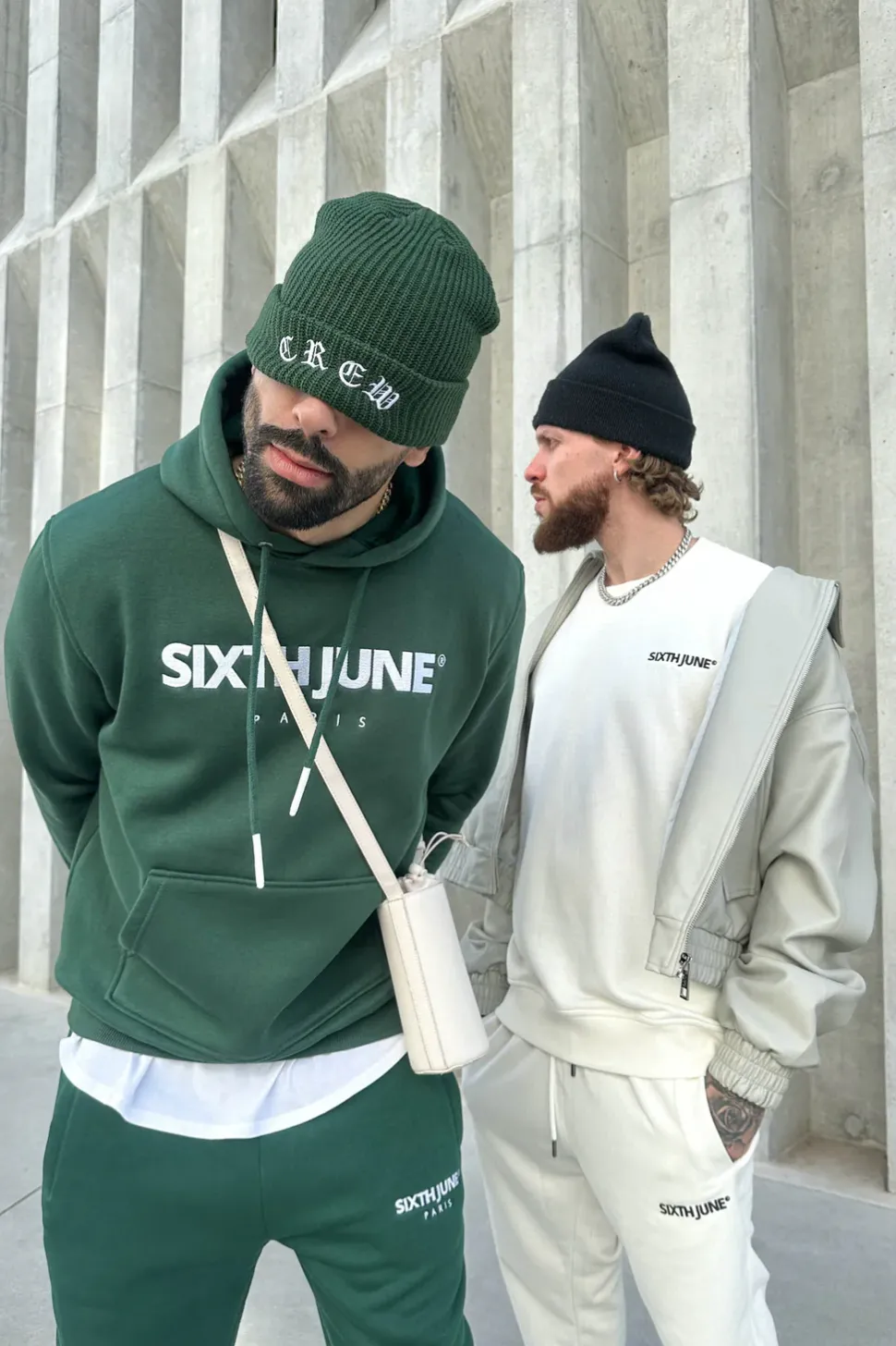 Sweat Capuche Molletonne Logo Vert Fonce