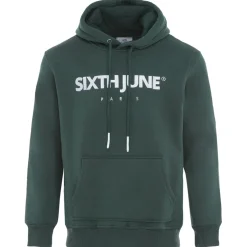 Sweat Capuche Molletonne Logo Vert Fonce