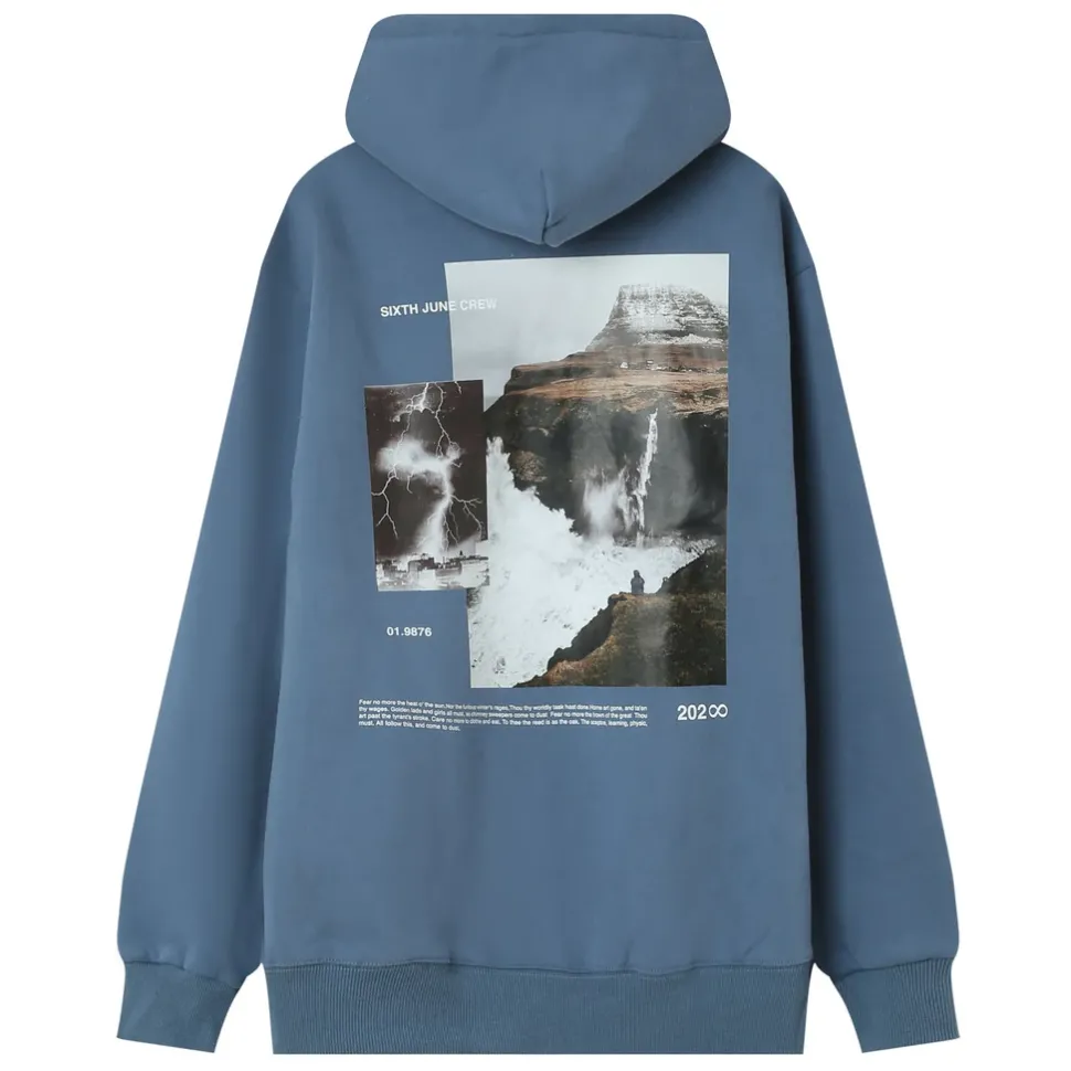 Sweat Capuche Moodboard Dos Bleu