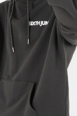 Sweat Capuche Oversize Logo Decale Gris Fonce