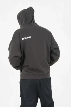 Sweat Capuche Oversize Logo Decale Gris Fonce