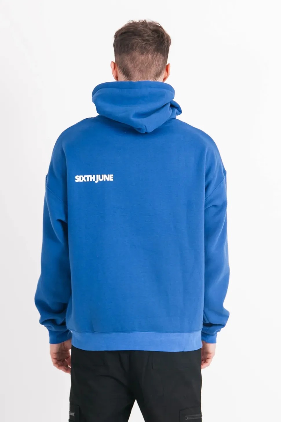 Sweat Capuche Oversize Logo Decale Bleu