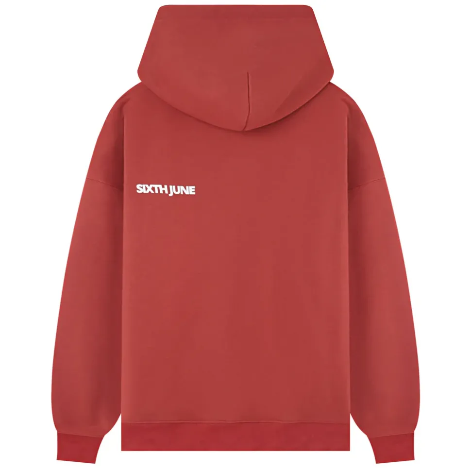 Sweat Capuche Oversize Logo Decale Rouge Fonce