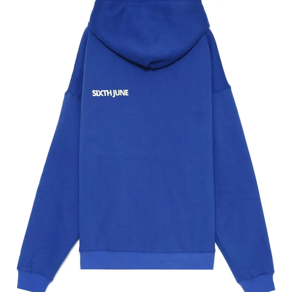 Sweat Capuche Oversize Logo Decale Bleu