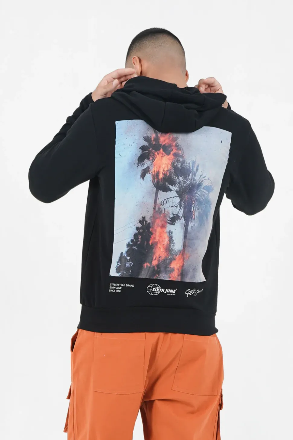 Sweat Capuche Palm Fire Noir