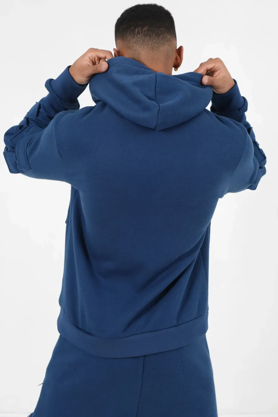 Sweat Capuche Petit Sac Bleu Fonce