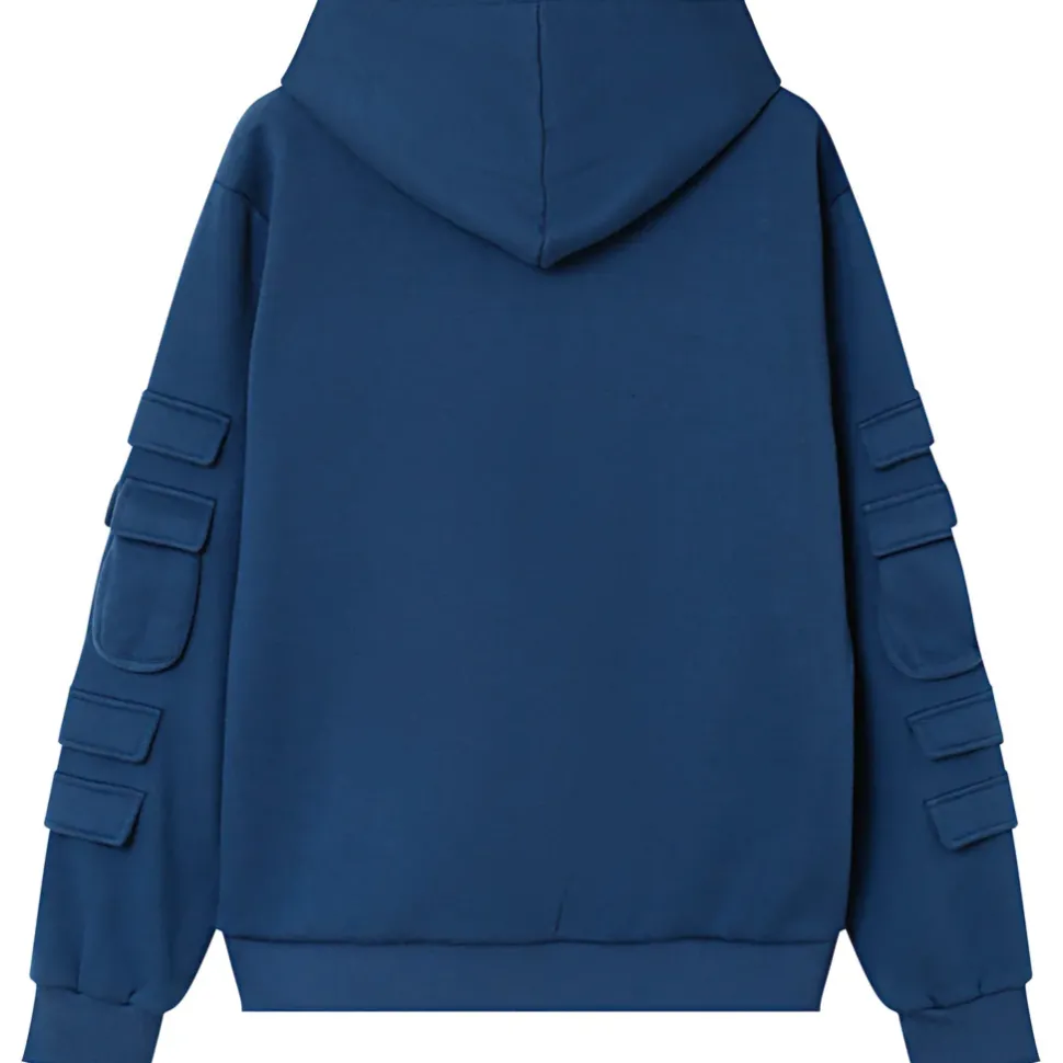 Sweat Capuche Petit Sac Bleu Fonce