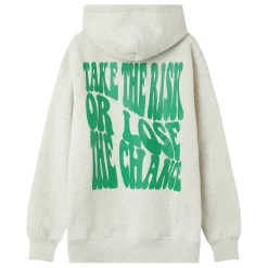 Sweat Capuche Print Retro Gris Clair