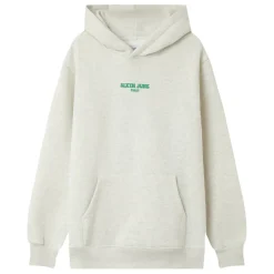 Sweat Capuche Print Retro Gris Clair