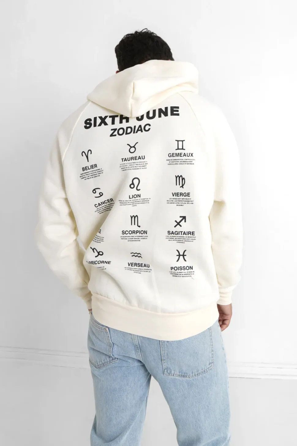 Sweat Capuche Signes Zodiaque Beige Clair